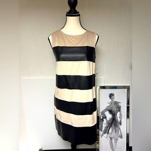NWT! Freeway Faux Leather & Suede Stripe Dress